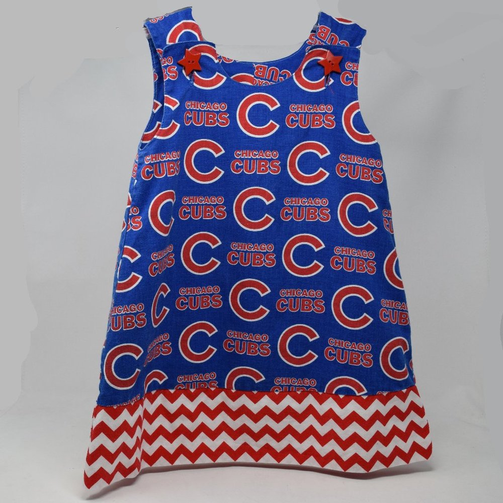 MLB Chicago Cubs Blue and Red Kids Casual Dress